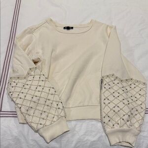 Express Cream Sweater with Embellished Sleeves size L